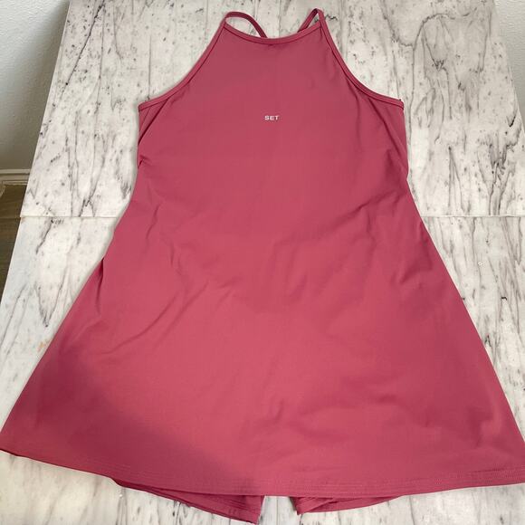 SET Active Sportbody XL Mauve Pink Racerback Flare Active Dress Built-In Shorts - Picture 7 of 13